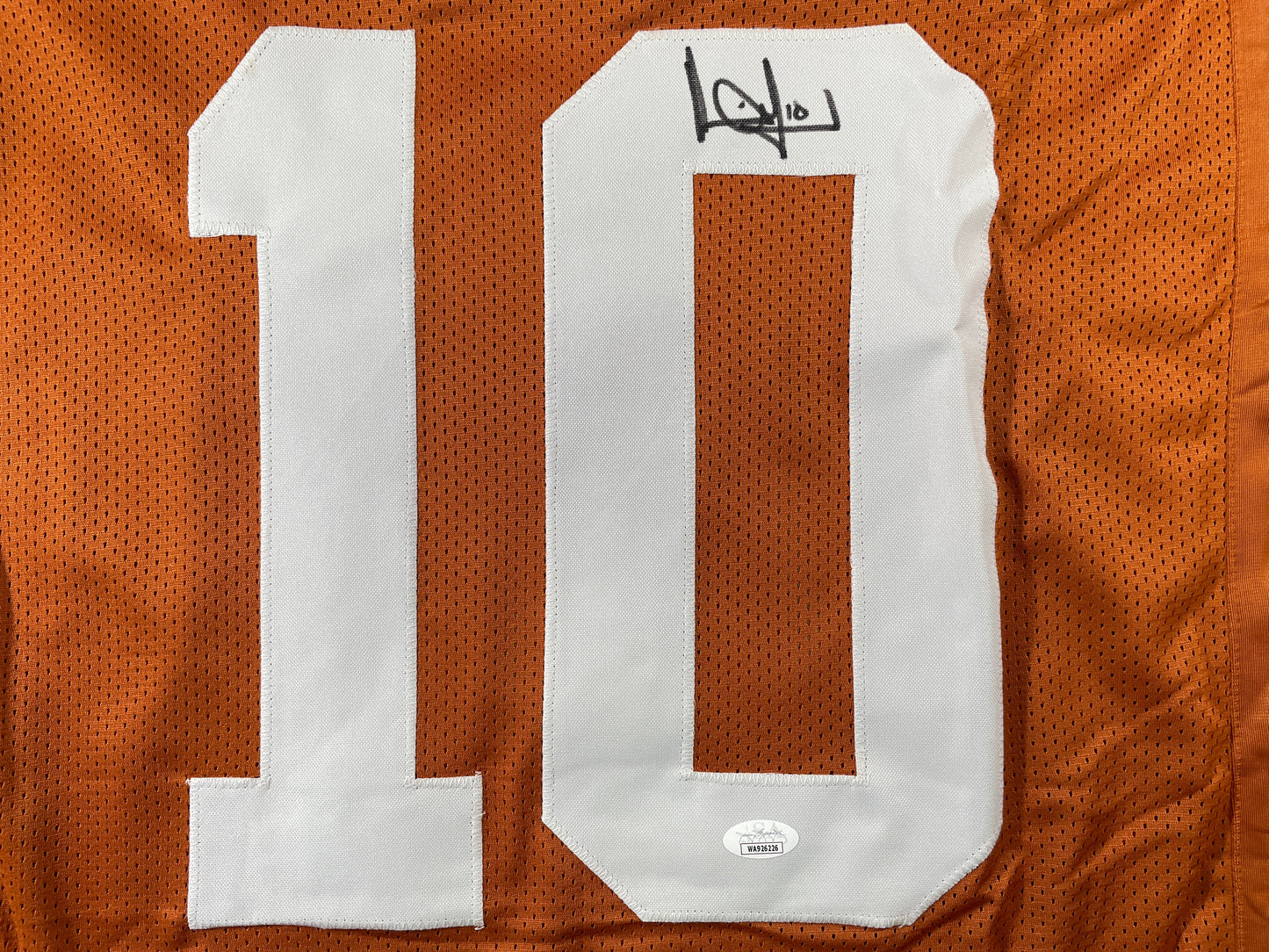 VINCE YOUNG TEXAS LONGHORNS SIGNED STAT JERSEY JSA COA