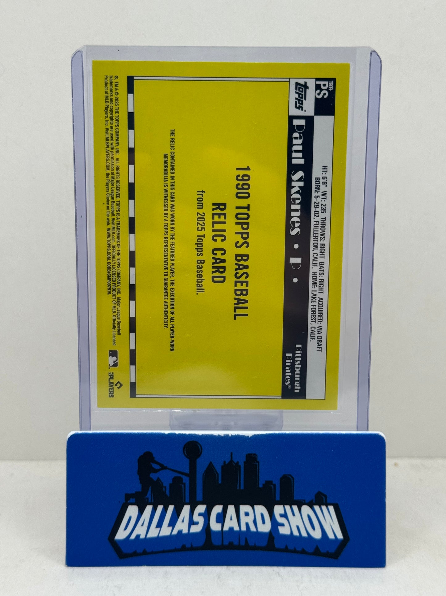 2025 Topps Series 1 1990 Topps Baseball Relics Paul Skenes Bat Relic