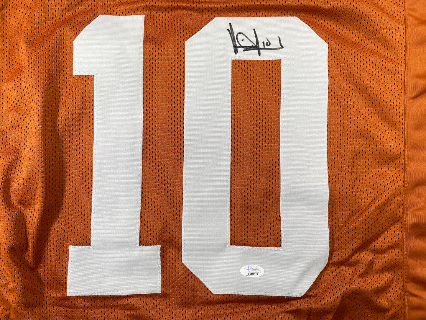 VINCE YOUNG TEXAS LONGHORNS SIGNED STAT JERSEY JSA COA