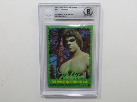 LOU FERRIGNO SIGNED 1979 TOPPS INCREDIBLE HULK #85 BGS SLAB