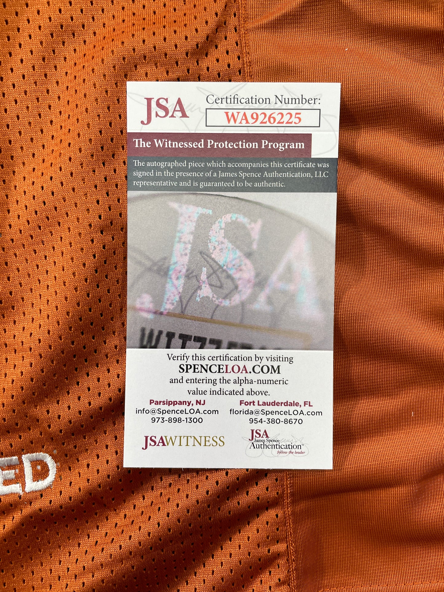 VINCE YOUNG TEXAS LONGHORNS SIGNED STAT JERSEY JSA COA