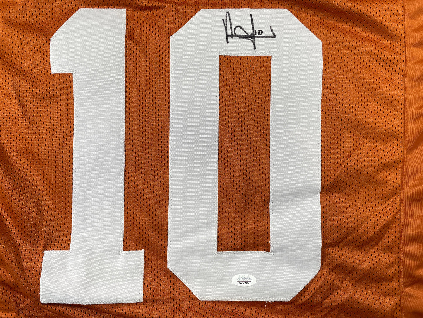 VINCE YOUNG TEXAS LONGHORNS SIGNED STAT JERSEY JSA COA
