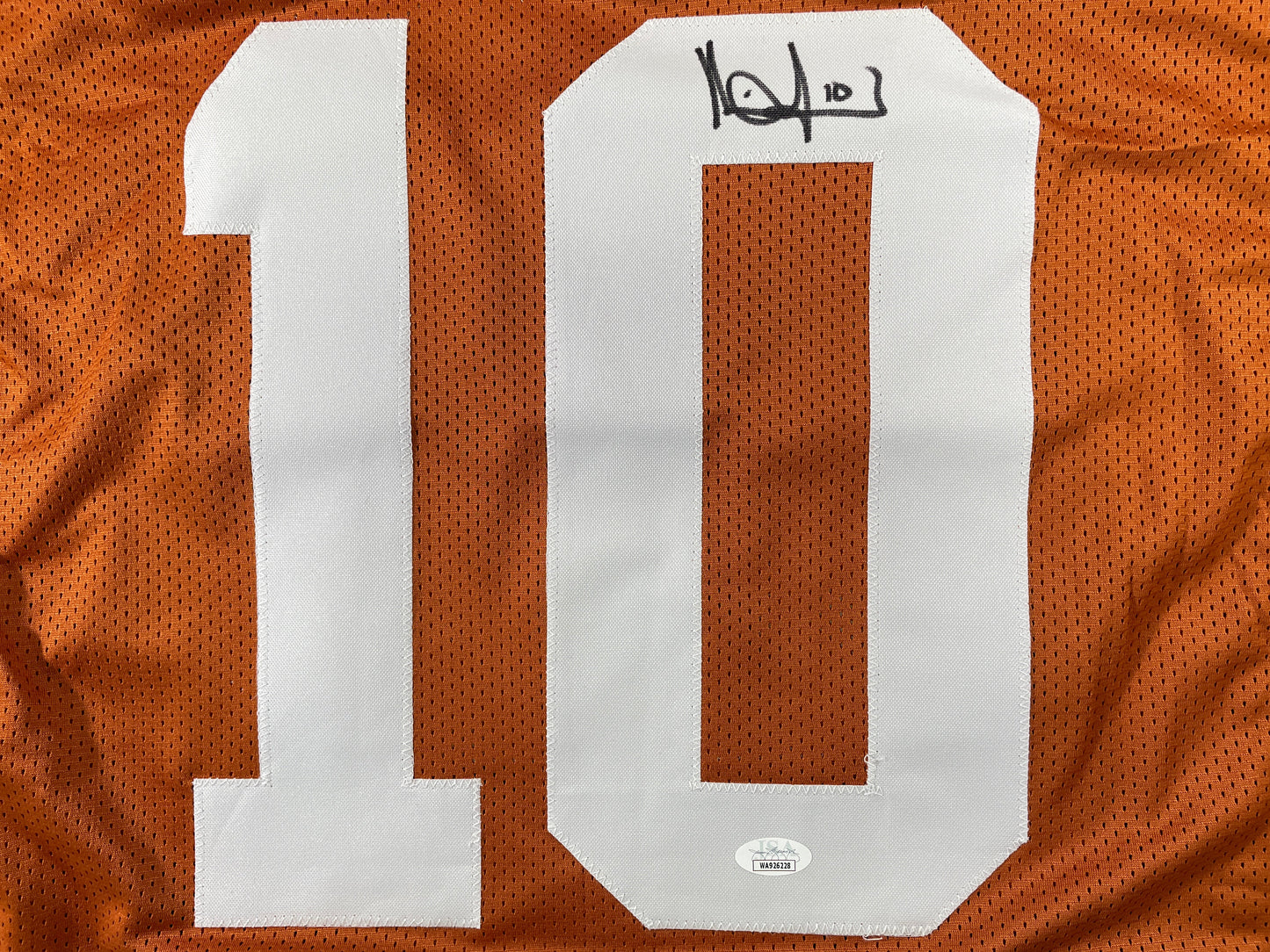 VINCE YOUNG TEXAS LONGHORNS SIGNED STAT JERSEY JSA COA