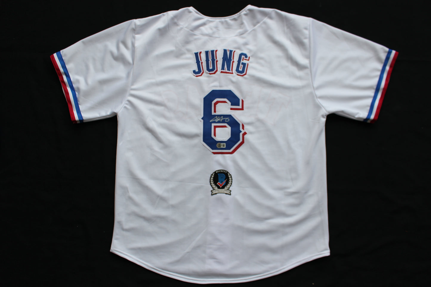 JOSH JUNG TEXAS RANGERS SIGNED HOME JERSEY Red Raiders BAS