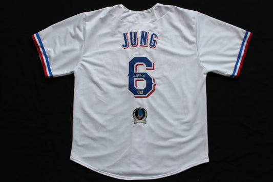JOSH JUNG TEXAS RANGERS SIGNED HOME JERSEY Red Raiders BAS
