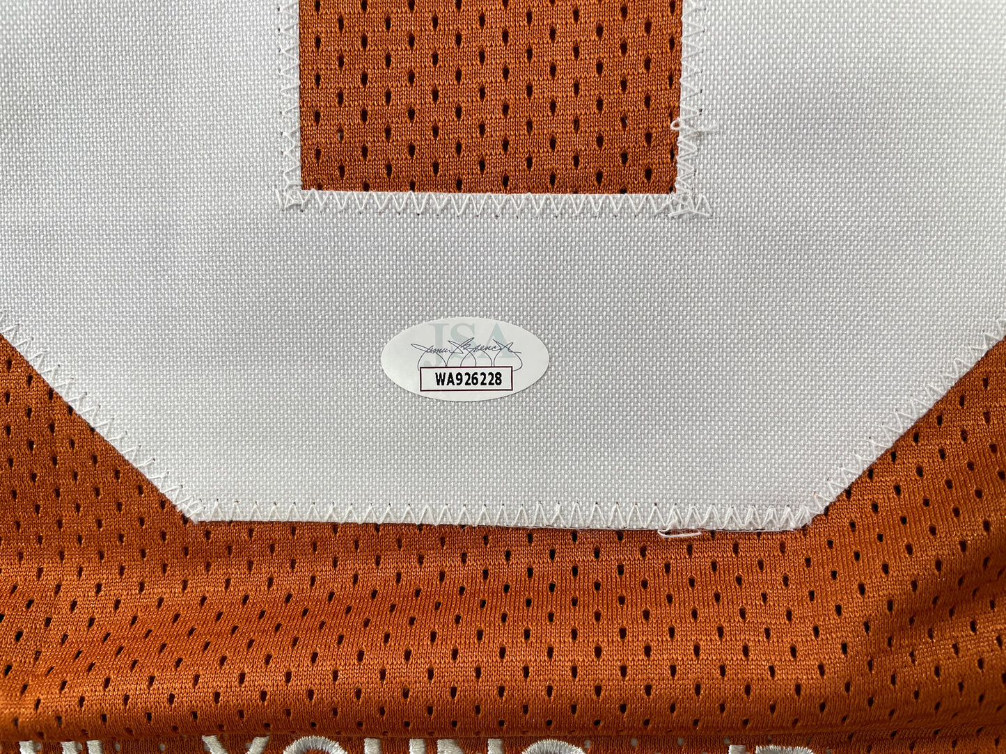 VINCE YOUNG TEXAS LONGHORNS SIGNED STAT JERSEY JSA COA