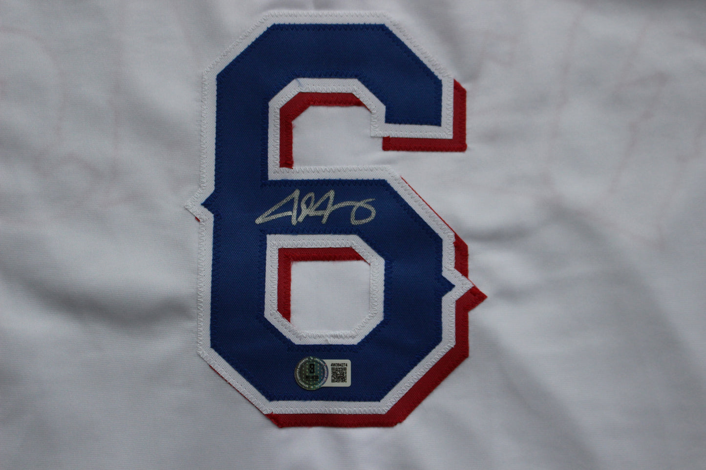 JOSH JUNG TEXAS RANGERS SIGNED HOME JERSEY Red Raiders BAS