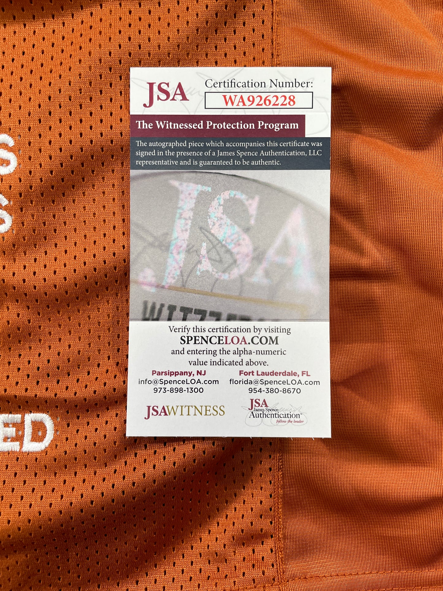 VINCE YOUNG TEXAS LONGHORNS SIGNED STAT JERSEY JSA COA