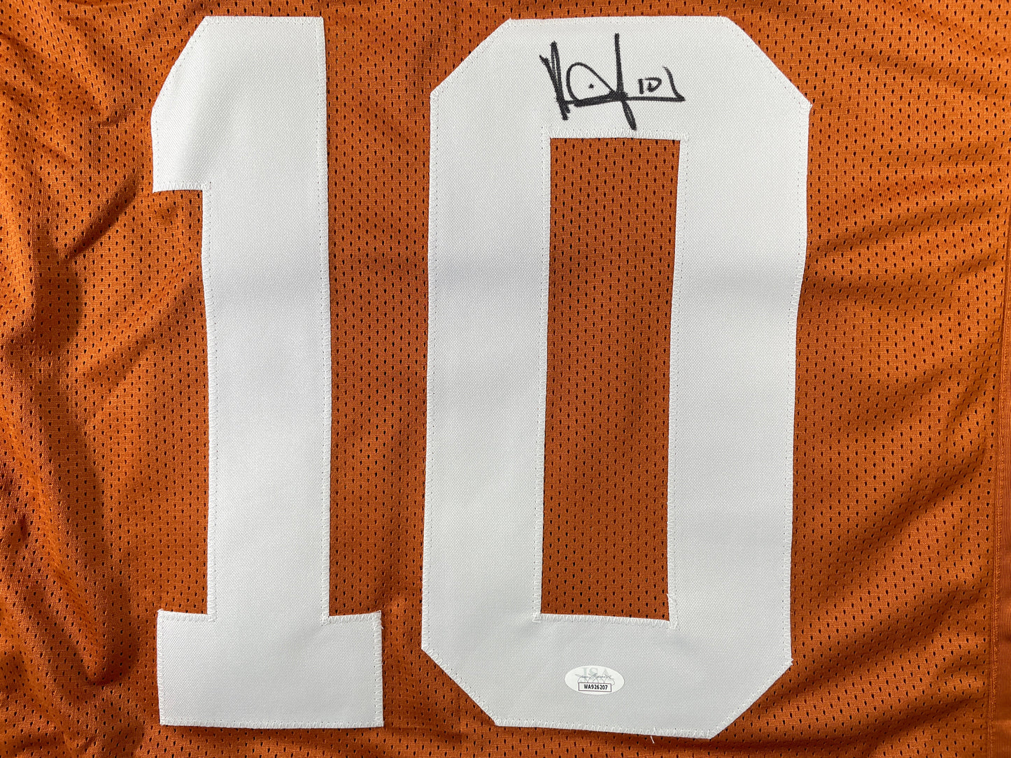 VINCE YOUNG TEXAS LONGHORNS SIGNED STAT JERSEY JSA COA
