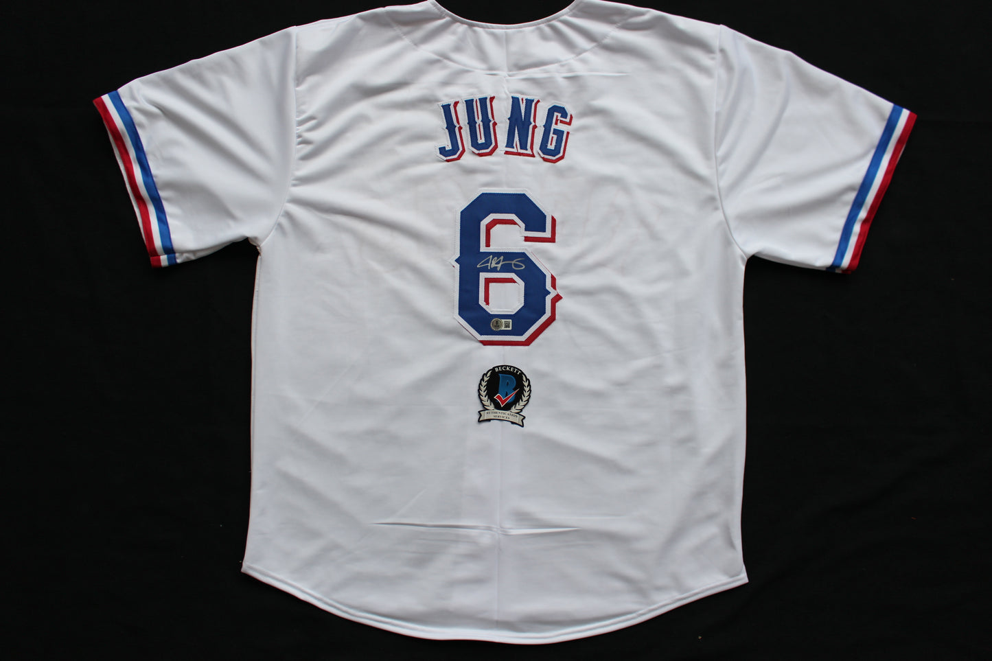 JOSH JUNG TEXAS RANGERS SIGNED HOME JERSEY Red Raiders BAS
