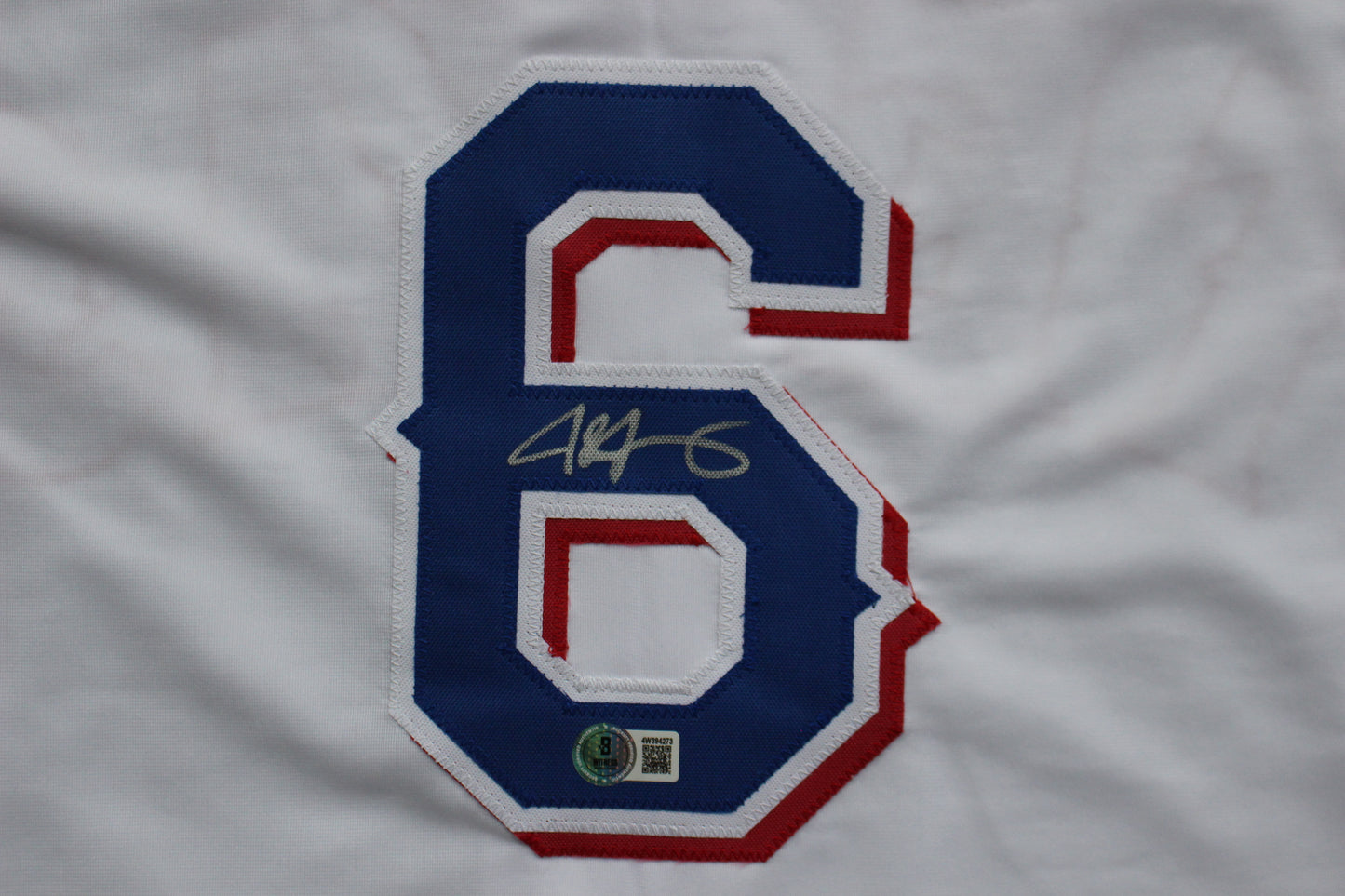 JOSH JUNG TEXAS RANGERS SIGNED HOME JERSEY Red Raiders BAS