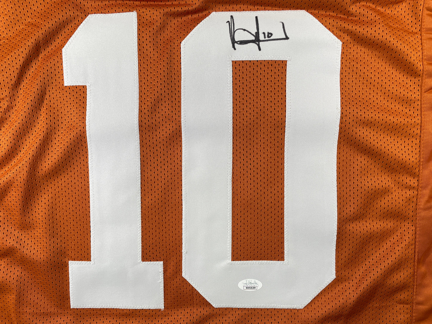 VINCE YOUNG TEXAS LONGHORNS SIGNED STAT JERSEY JSA COA