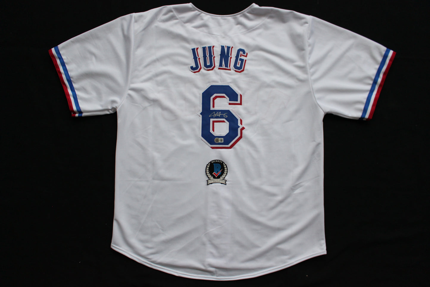 JOSH JUNG TEXAS RANGERS SIGNED HOME JERSEY Red Raiders BAS