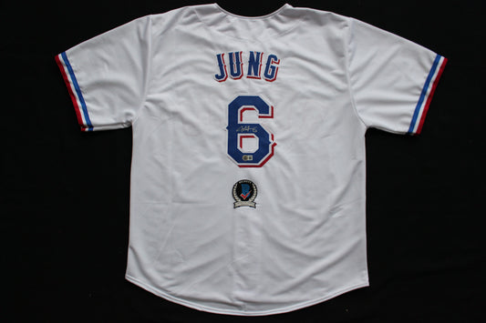 JOSH JUNG TEXAS RANGERS SIGNED HOME JERSEY Red Raiders BAS