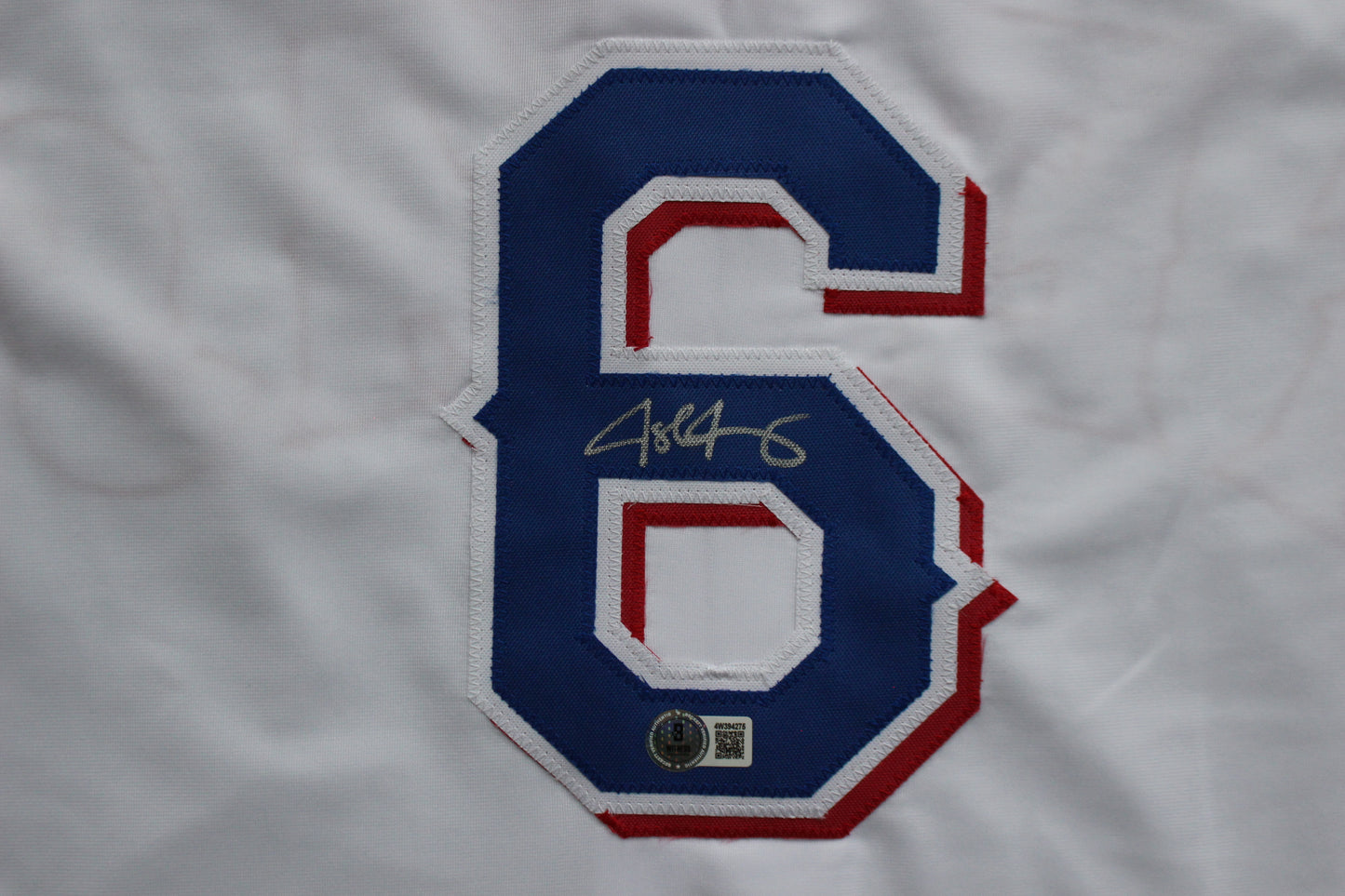 JOSH JUNG TEXAS RANGERS SIGNED HOME JERSEY Red Raiders BAS