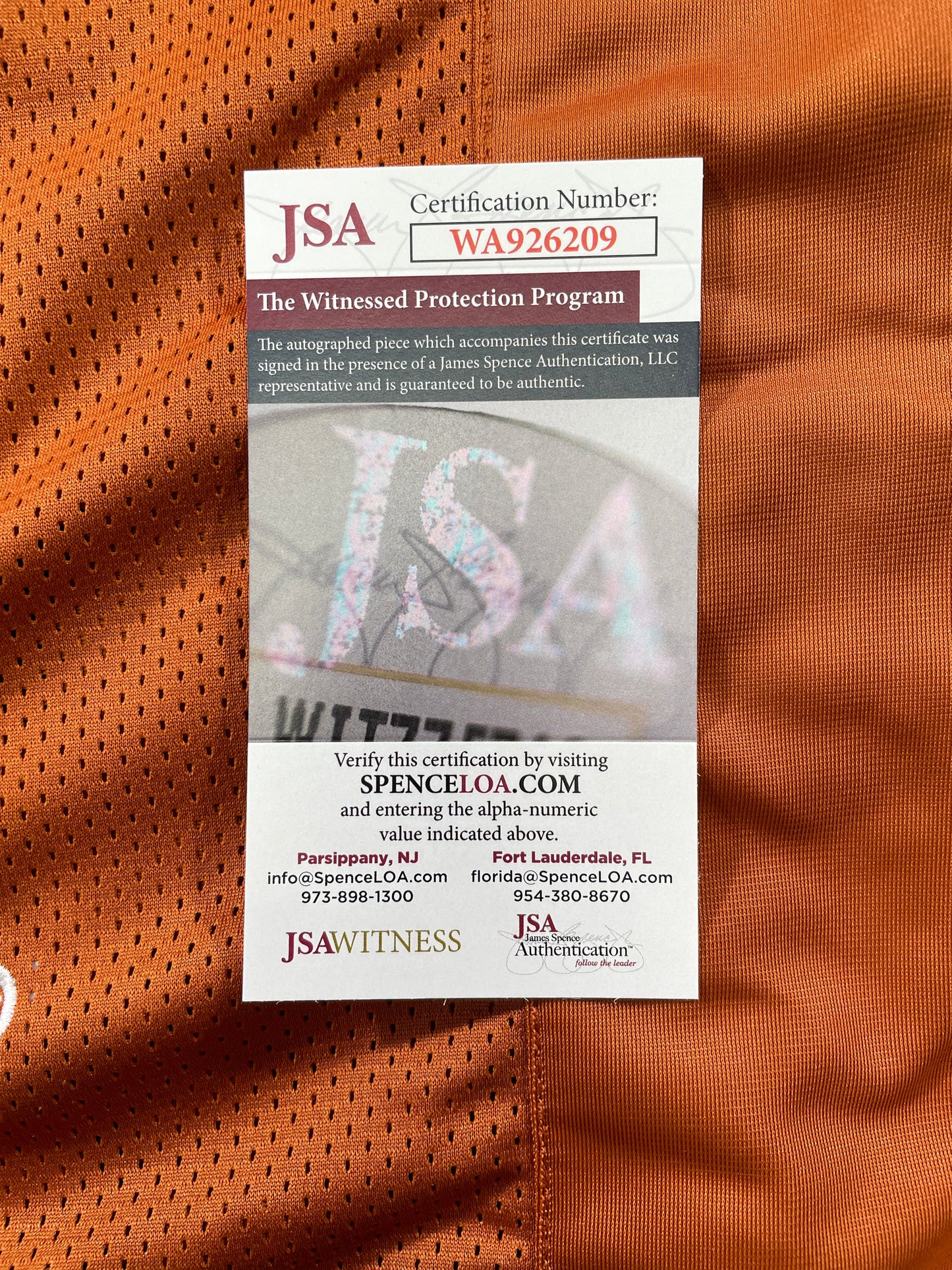 VINCE YOUNG TEXAS LONGHORNS SIGNED STAT JERSEY JSA COA