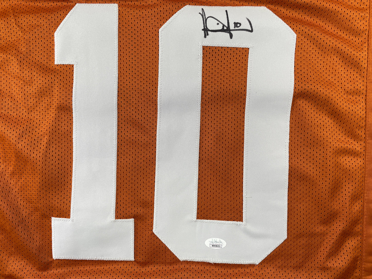 VINCE YOUNG TEXAS LONGHORNS SIGNED STAT JERSEY JSA COA