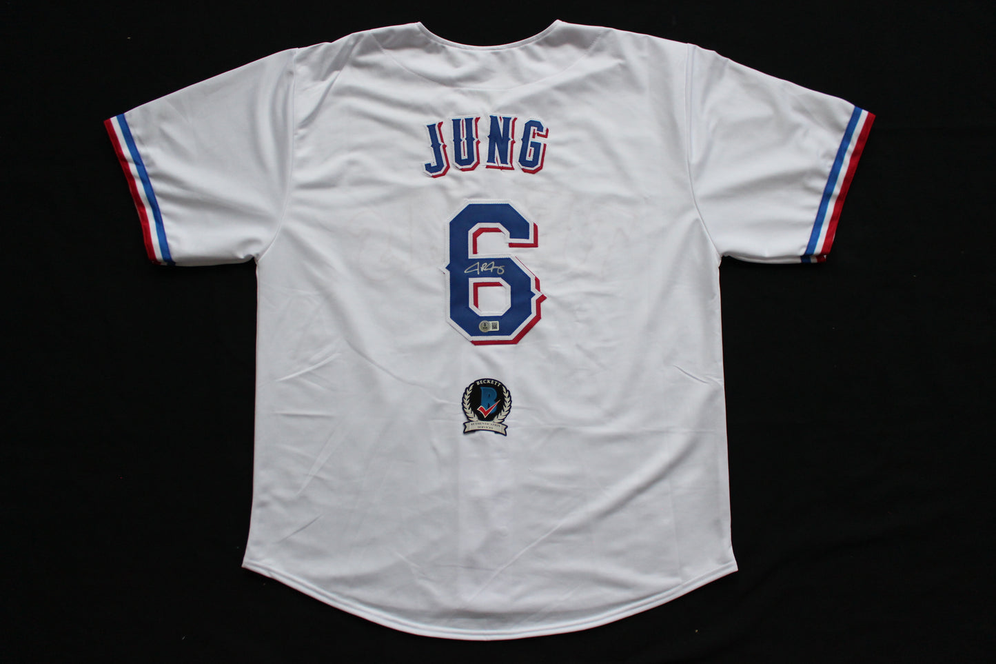 JOSH JUNG TEXAS RANGERS SIGNED HOME JERSEY Red Raiders BAS