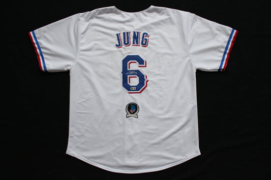 JOSH JUNG TEXAS RANGERS SIGNED HOME JERSEY Red Raiders BAS