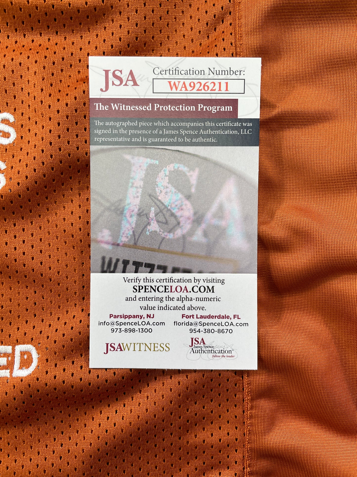 VINCE YOUNG TEXAS LONGHORNS SIGNED STAT JERSEY JSA COA