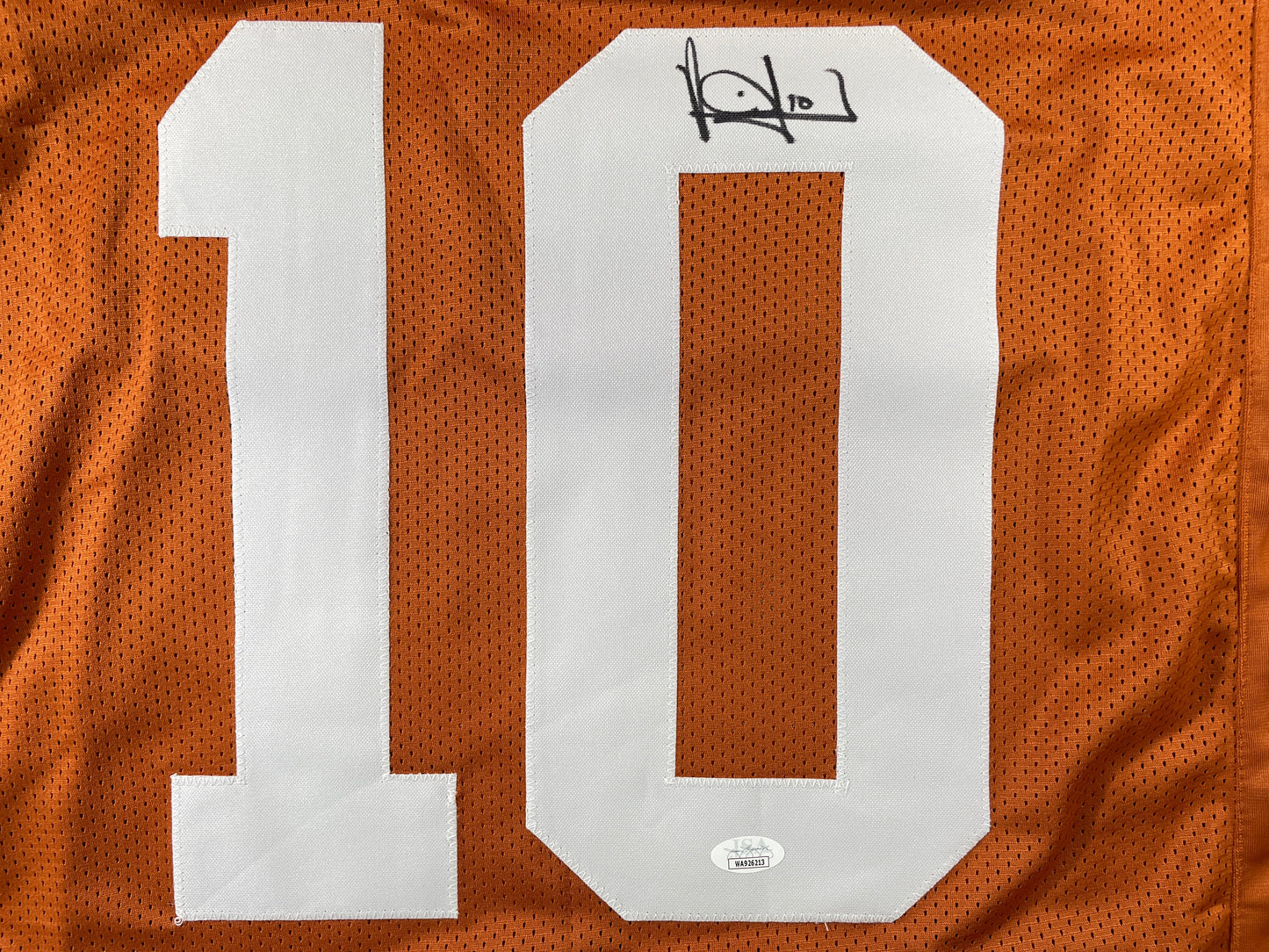 VINCE YOUNG TEXAS LONGHORNS SIGNED STAT JERSEY JSA COA