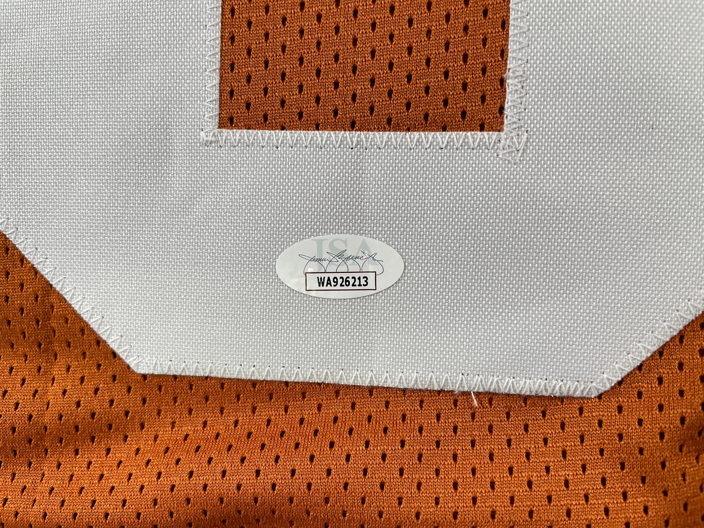 VINCE YOUNG TEXAS LONGHORNS SIGNED STAT JERSEY JSA COA