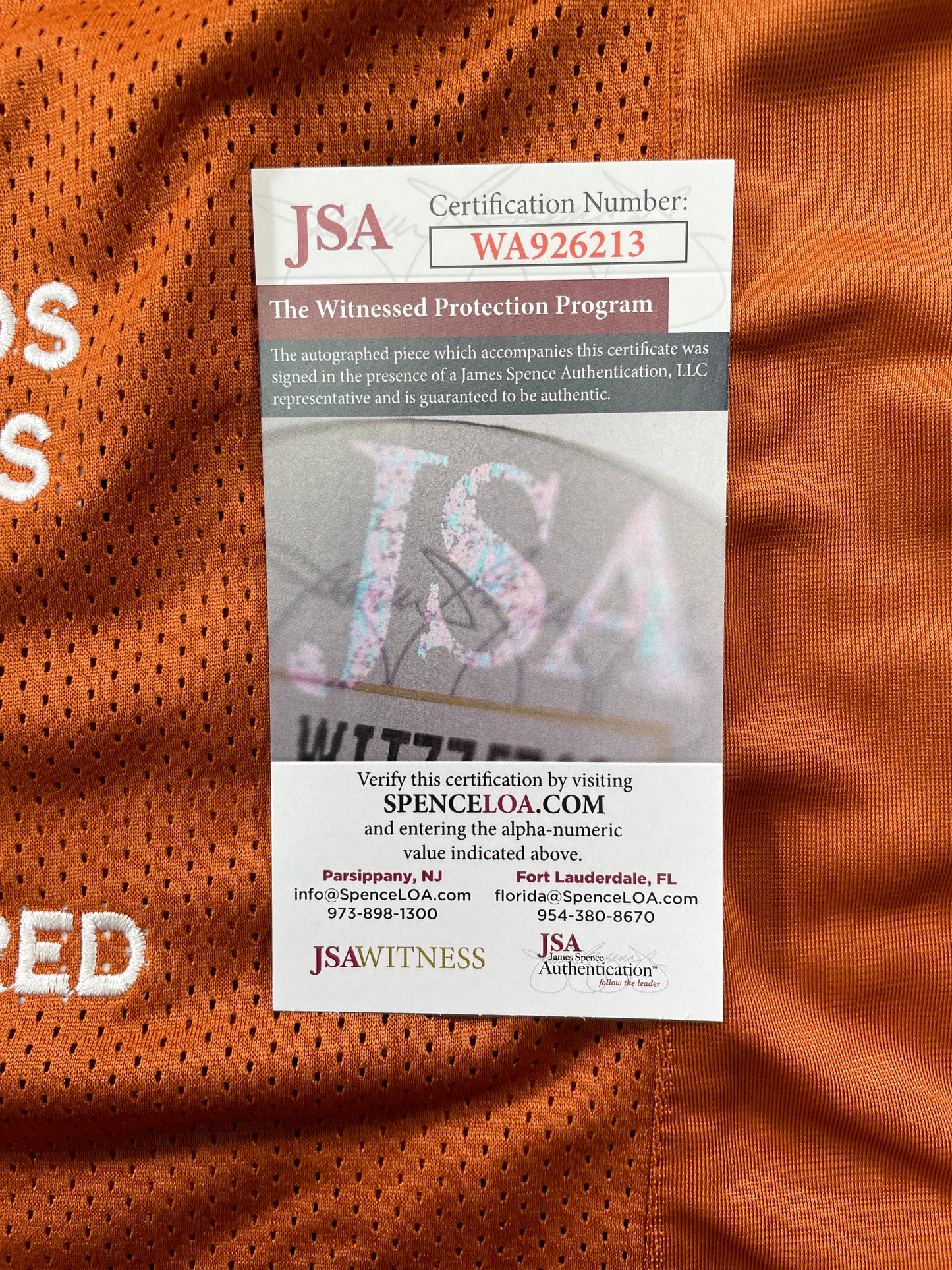 VINCE YOUNG TEXAS LONGHORNS SIGNED STAT JERSEY JSA COA