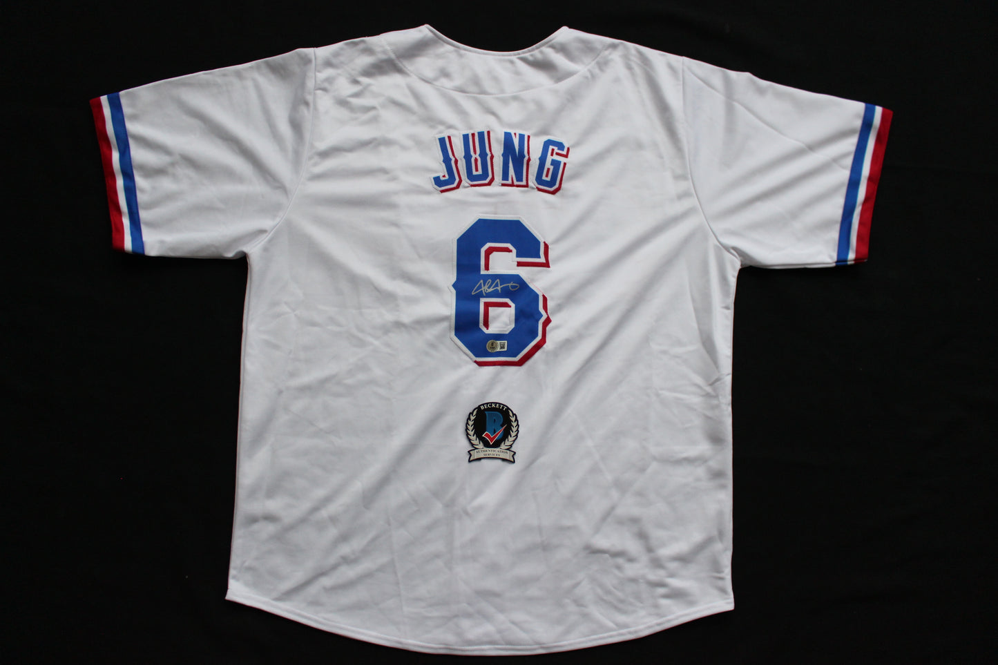 JOSH JUNG TEXAS RANGERS SIGNED HOME JERSEY Red Raiders BAS