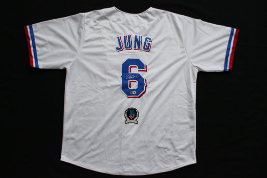 JOSH JUNG TEXAS RANGERS SIGNED HOME JERSEY Red Raiders BAS