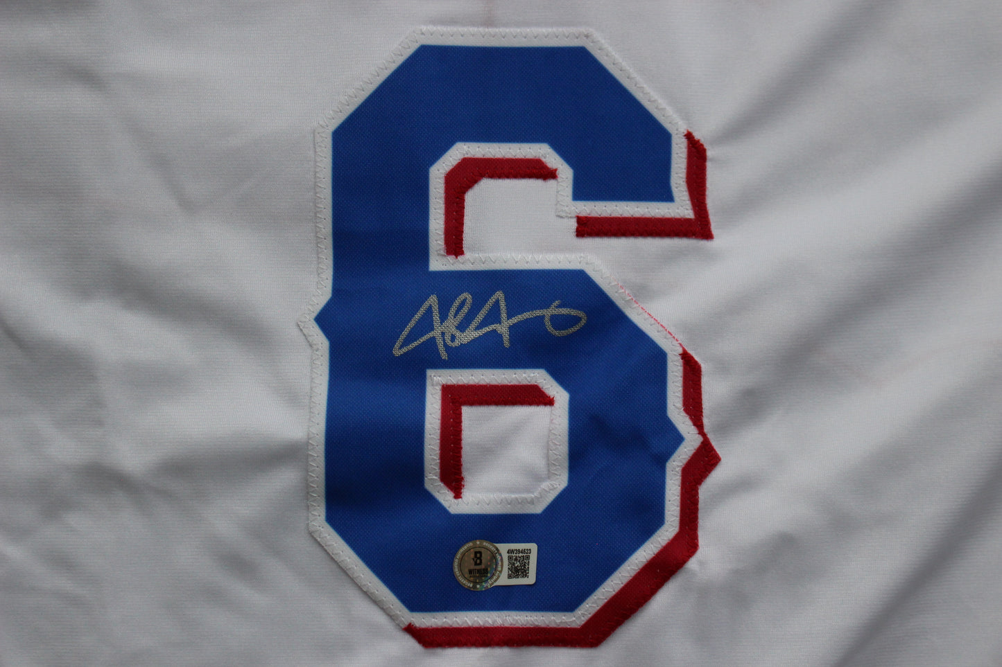 JOSH JUNG TEXAS RANGERS SIGNED HOME JERSEY Red Raiders BAS