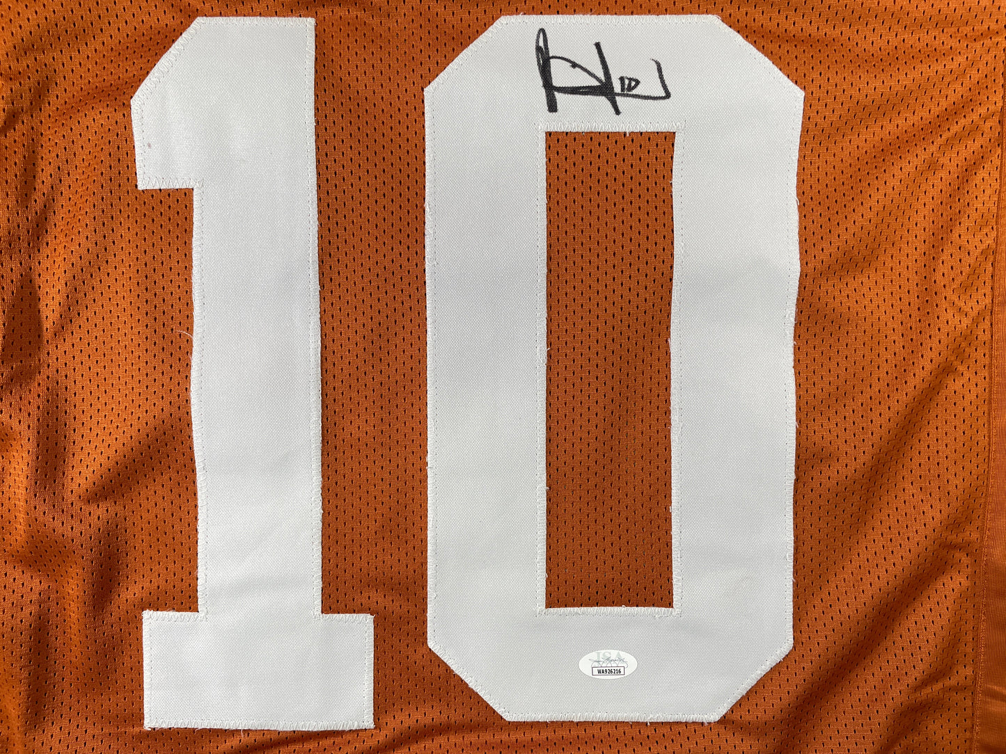 VINCE YOUNG TEXAS LONGHORNS SIGNED STAT JERSEY JSA COA