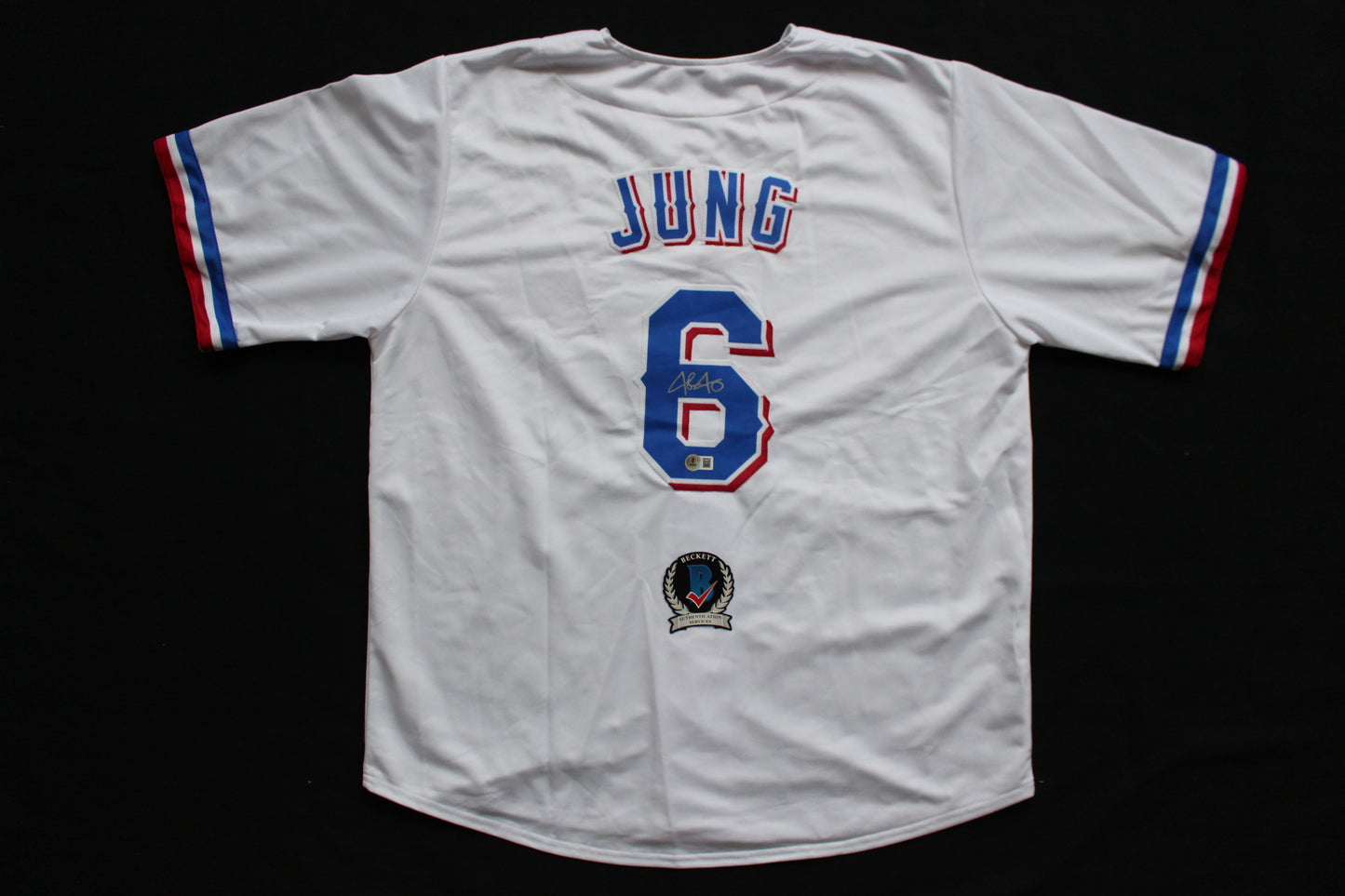 JOSH JUNG TEXAS RANGERS SIGNED HOME JERSEY Red Raiders BAS