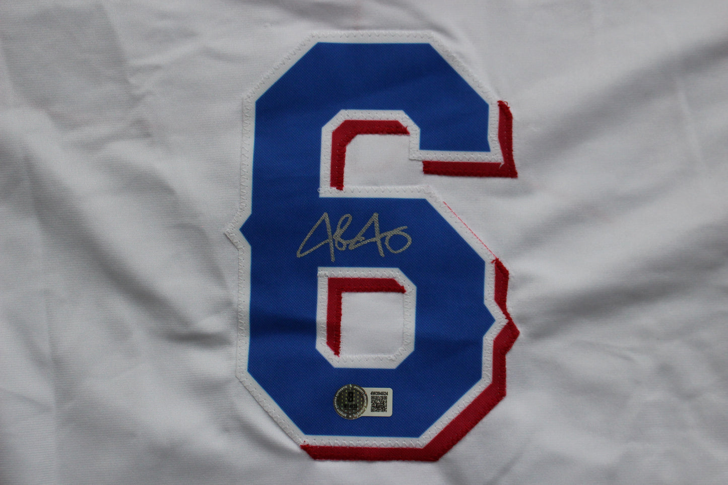 JOSH JUNG TEXAS RANGERS SIGNED HOME JERSEY Red Raiders BAS