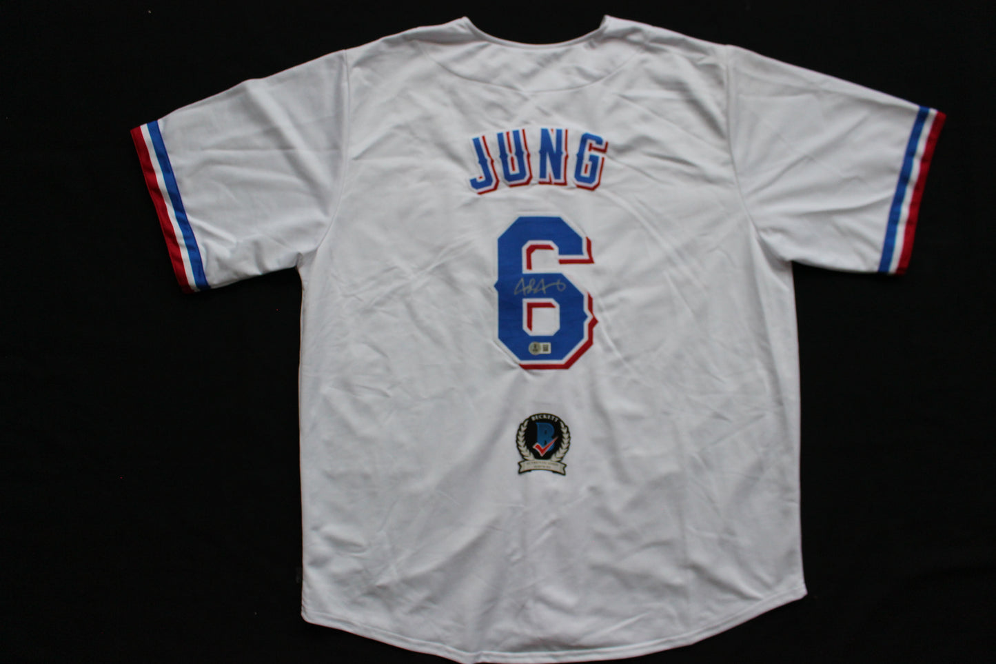 JOSH JUNG TEXAS RANGERS SIGNED HOME JERSEY Red Raiders BAS