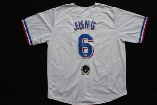JOSH JUNG TEXAS RANGERS SIGNED HOME JERSEY Red Raiders BAS