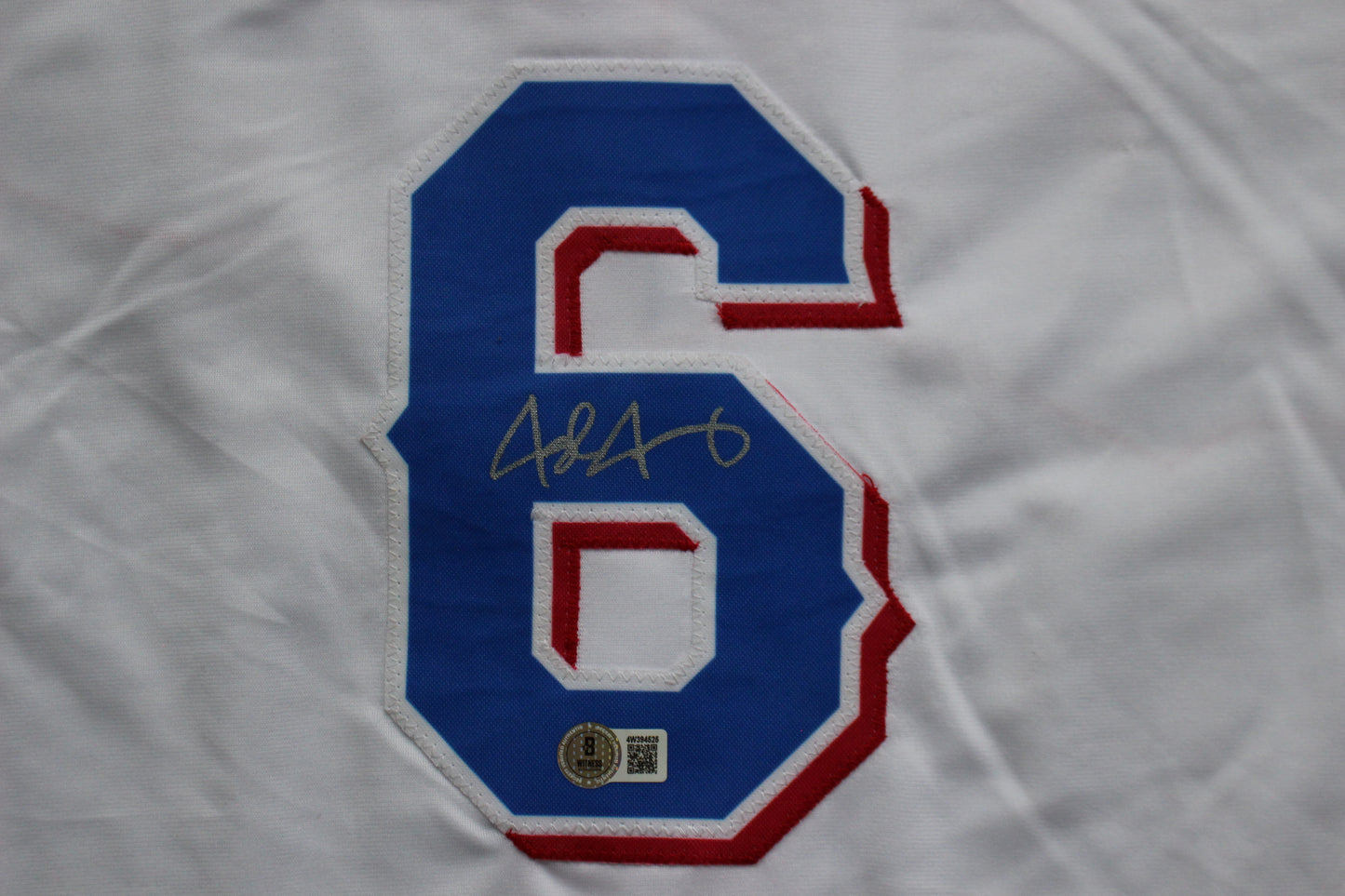 JOSH JUNG TEXAS RANGERS SIGNED HOME JERSEY Red Raiders BAS
