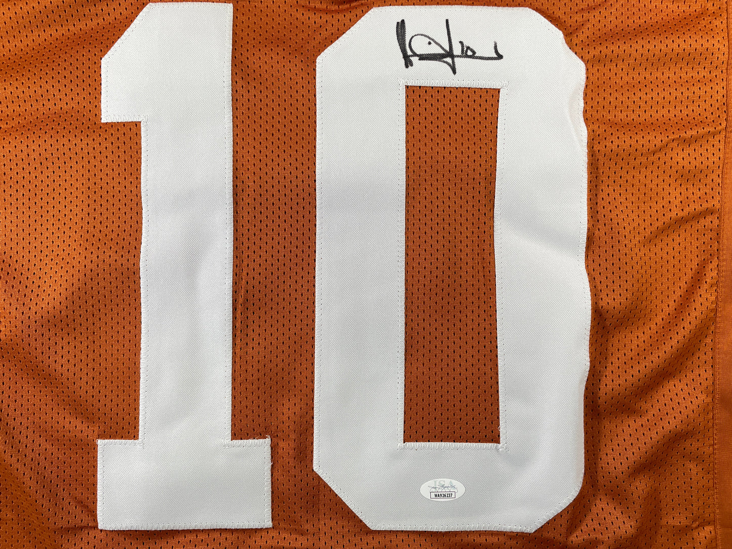 VINCE YOUNG TEXAS LONGHORNS SIGNED STAT JERSEY JSA COA