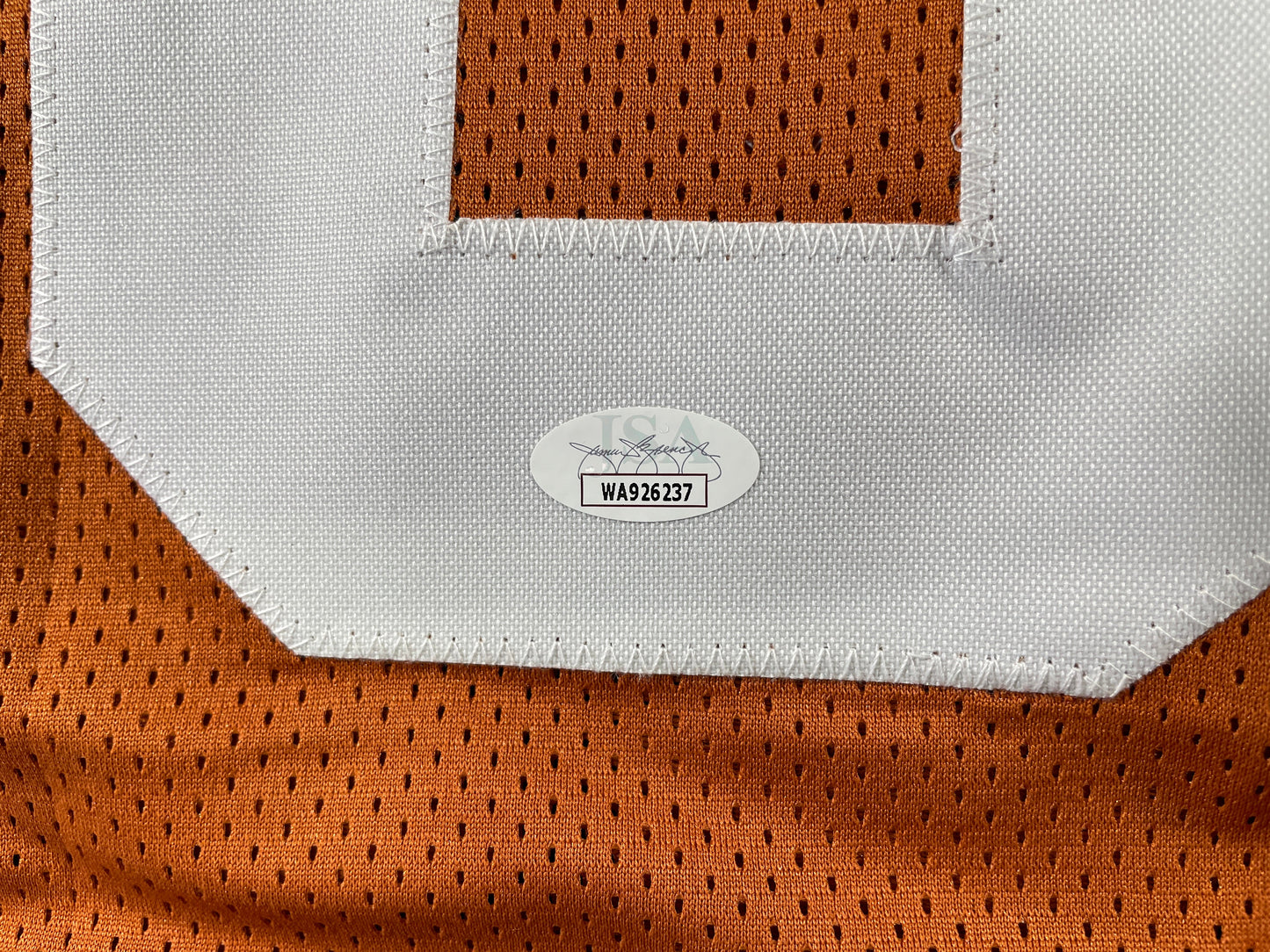 VINCE YOUNG TEXAS LONGHORNS SIGNED STAT JERSEY JSA COA