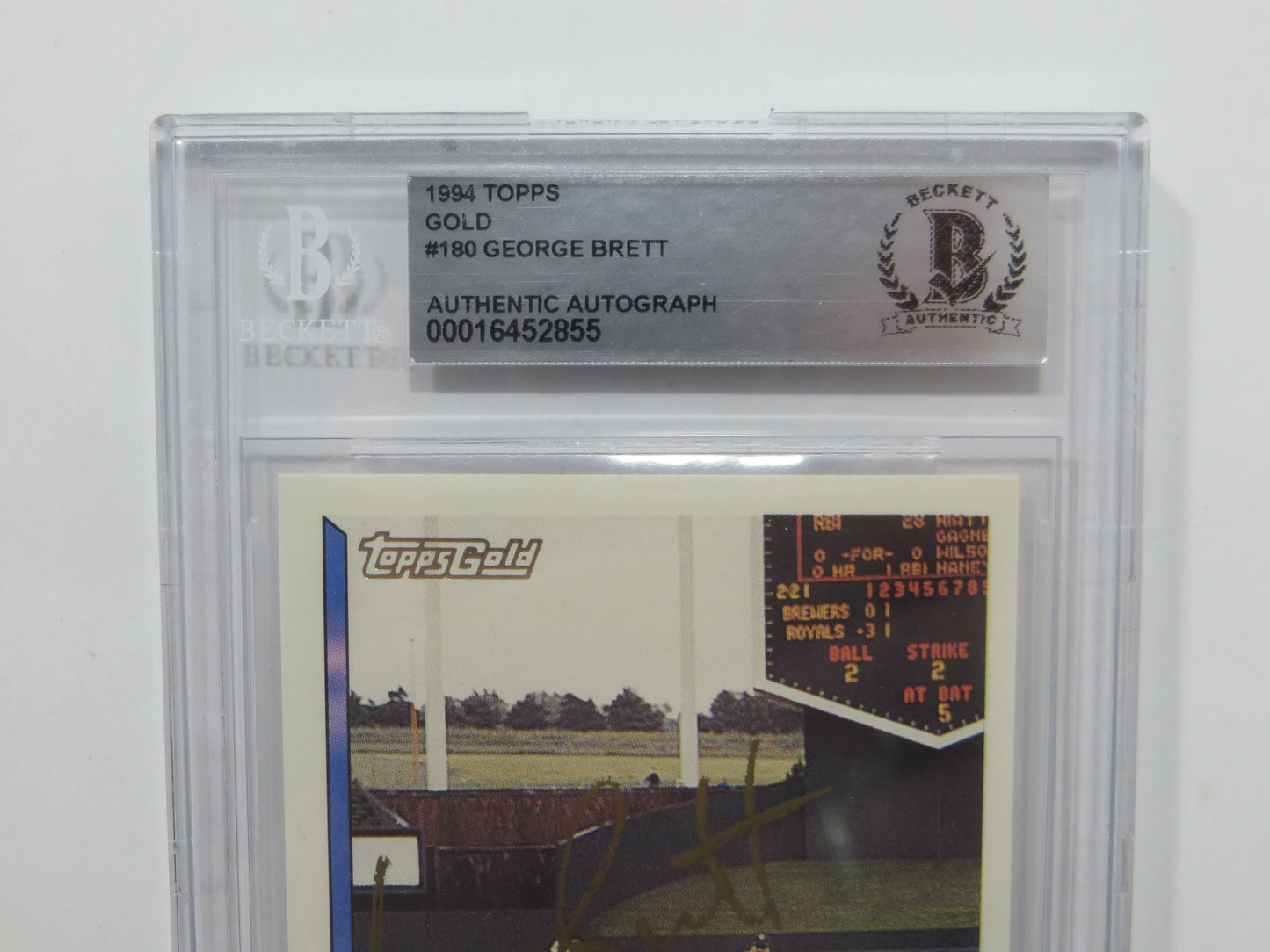 GEORGE BRETT SIGNED BGS BAS Slab 1994 TOPPS GOLD #180 Kansas City Royals