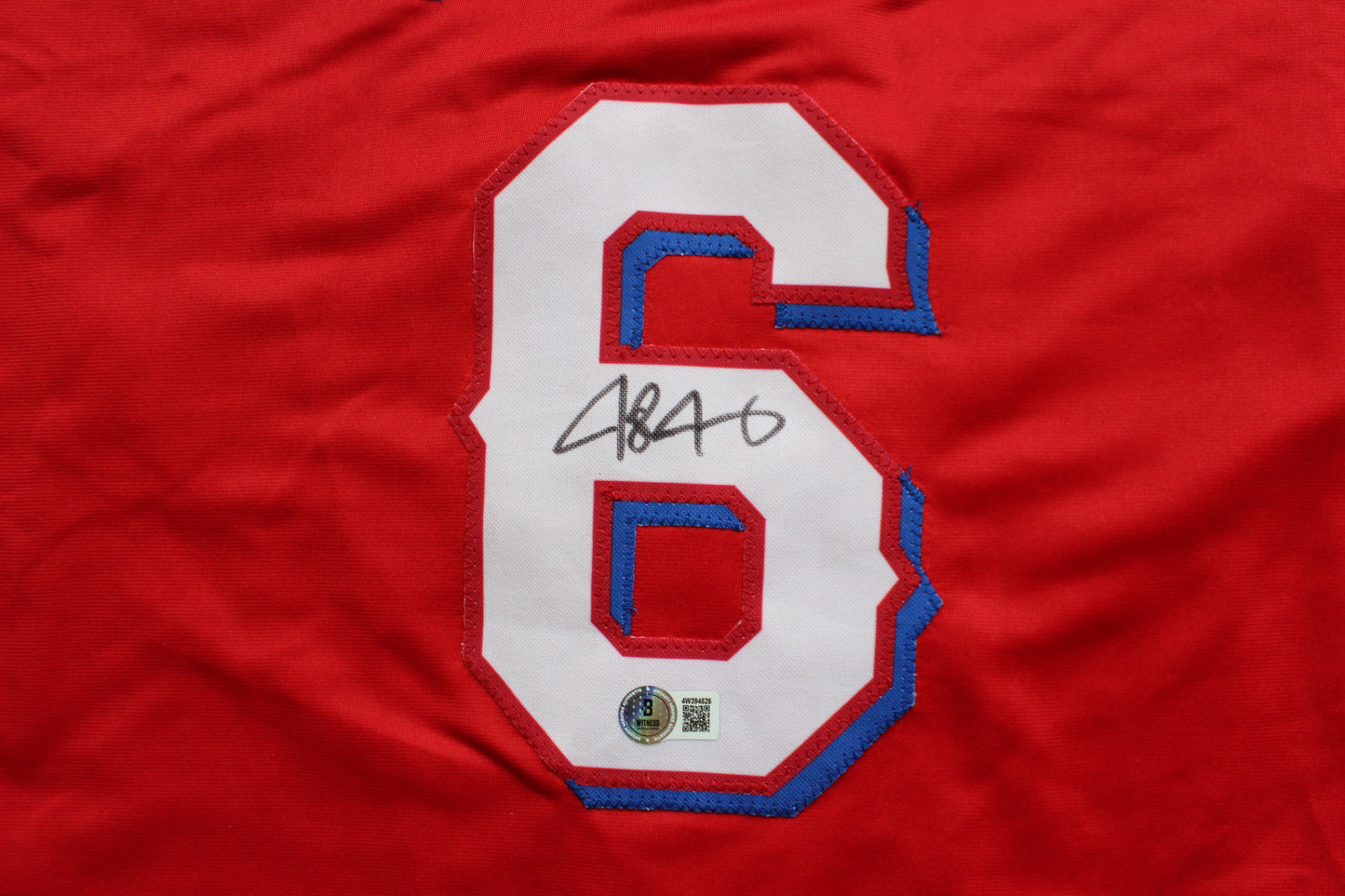 JOSH JUNG TEXAS RANGERS SIGNED RED JERSEY Texas Tech BAS COA