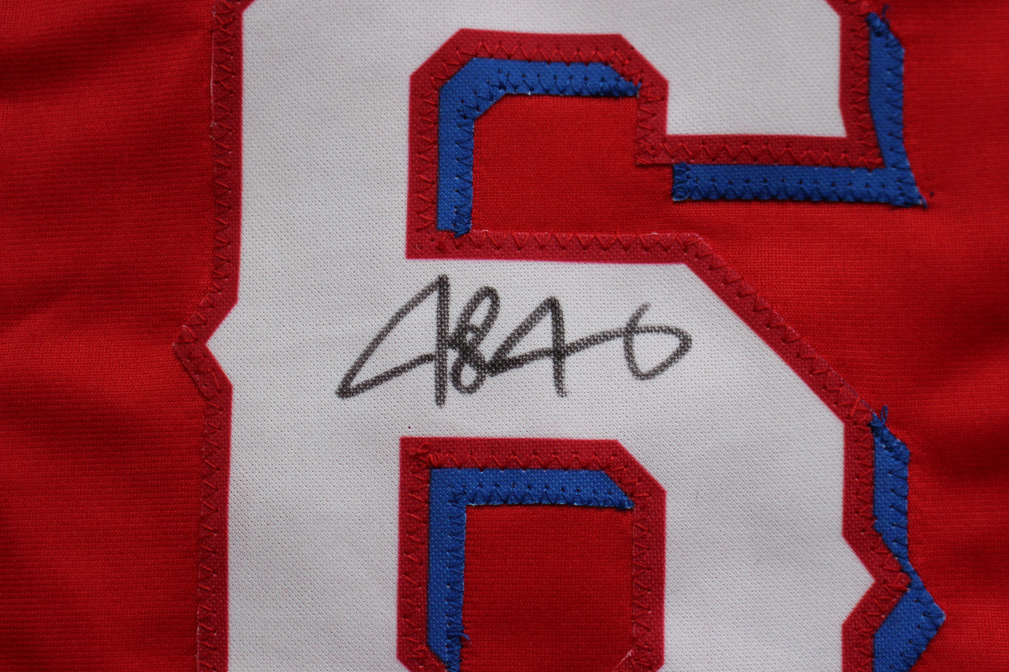 JOSH JUNG TEXAS RANGERS SIGNED RED JERSEY Texas Tech BAS COA
