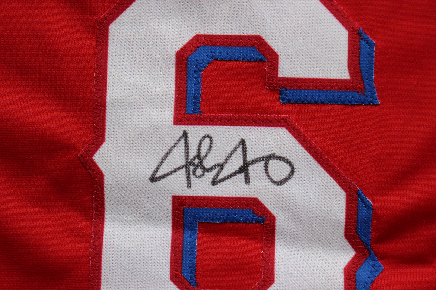 JOSH JUNG TEXAS RANGERS SIGNED RED JERSEY Texas Tech BAS COA