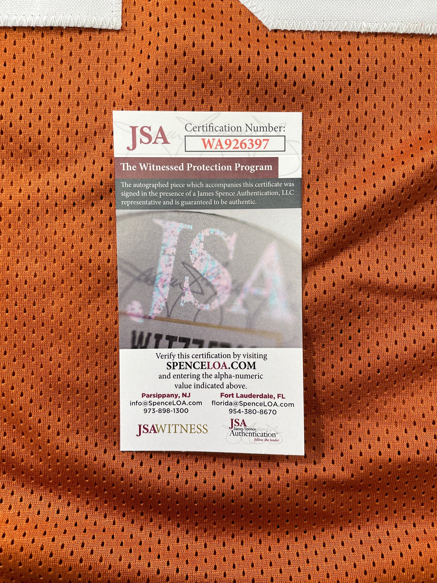 VINCE YOUNG TEXAS LONGHORNS SIGNED JERSEY JSA COA