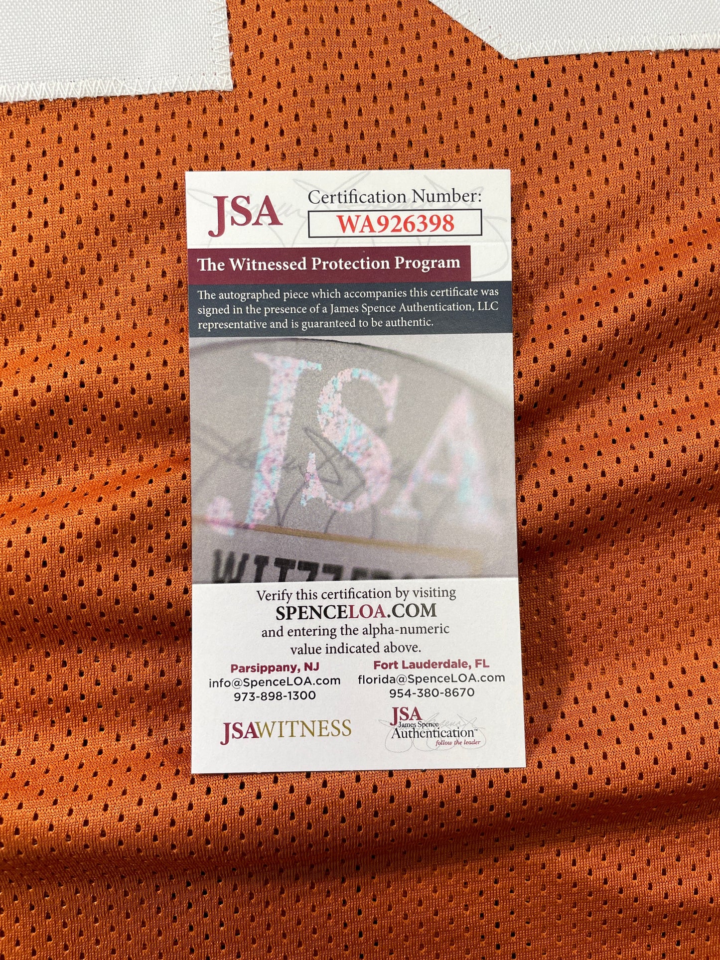 VINCE YOUNG TEXAS LONGHORNS SIGNED JERSEY JSA COA