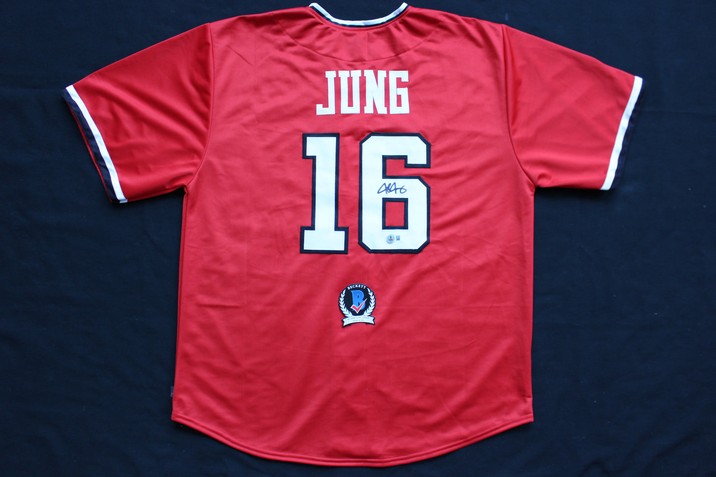 JOSH JUNG TEXAS TECH RED RAIDERS SIGNED BASEBALL JERSEY Texas Rangers BAS