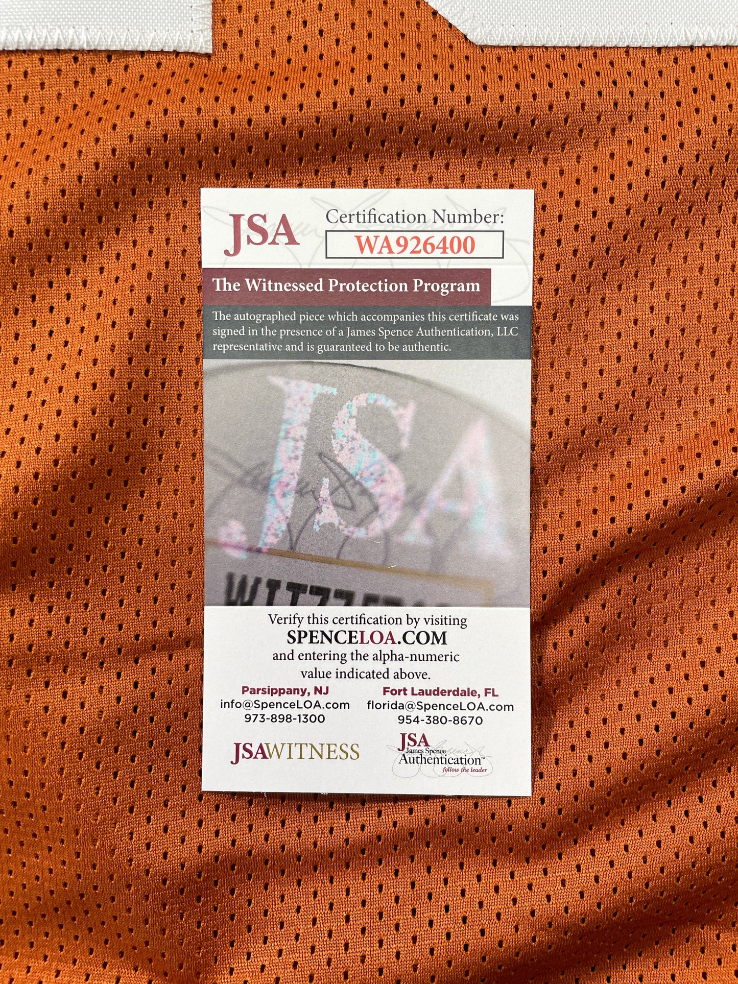 VINCE YOUNG TEXAS LONGHORNS SIGNED JERSEY JSA COA