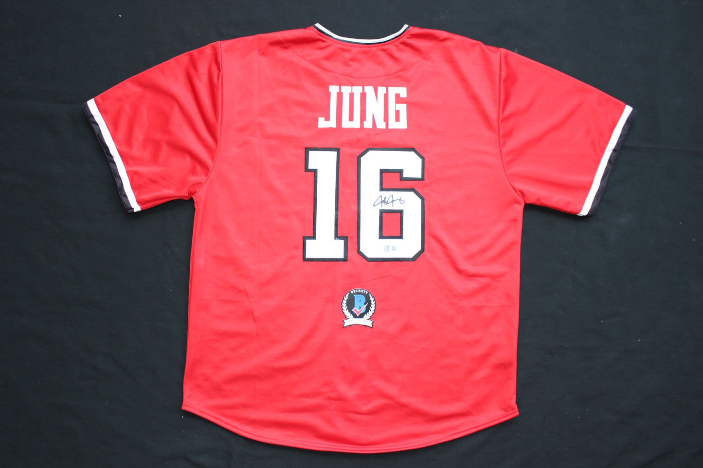 JOSH JUNG TEXAS TECH RED RAIDERS SIGNED BASEBALL JERSEY Texas Rangers BAS