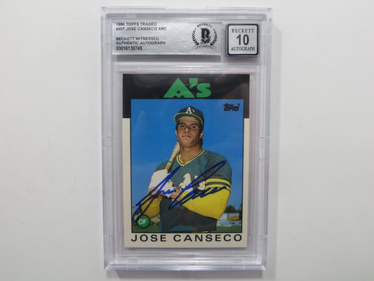 JOSE CANSECO SIGNED BGS BAS SLAB 1986 TOPPS TRADED #20T XRC A's Auto 10