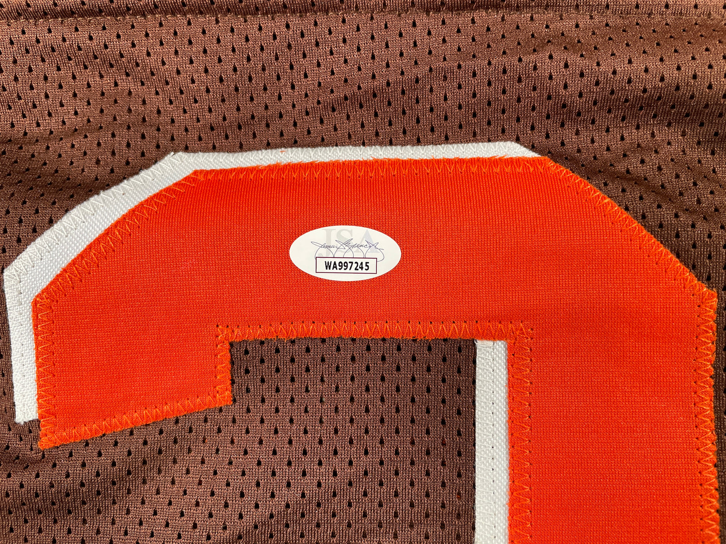 JOHNNY MANZIEL CLEVELAND BROWN SIGNED BROWN JERSEY w/Cleveland Sucks JSA