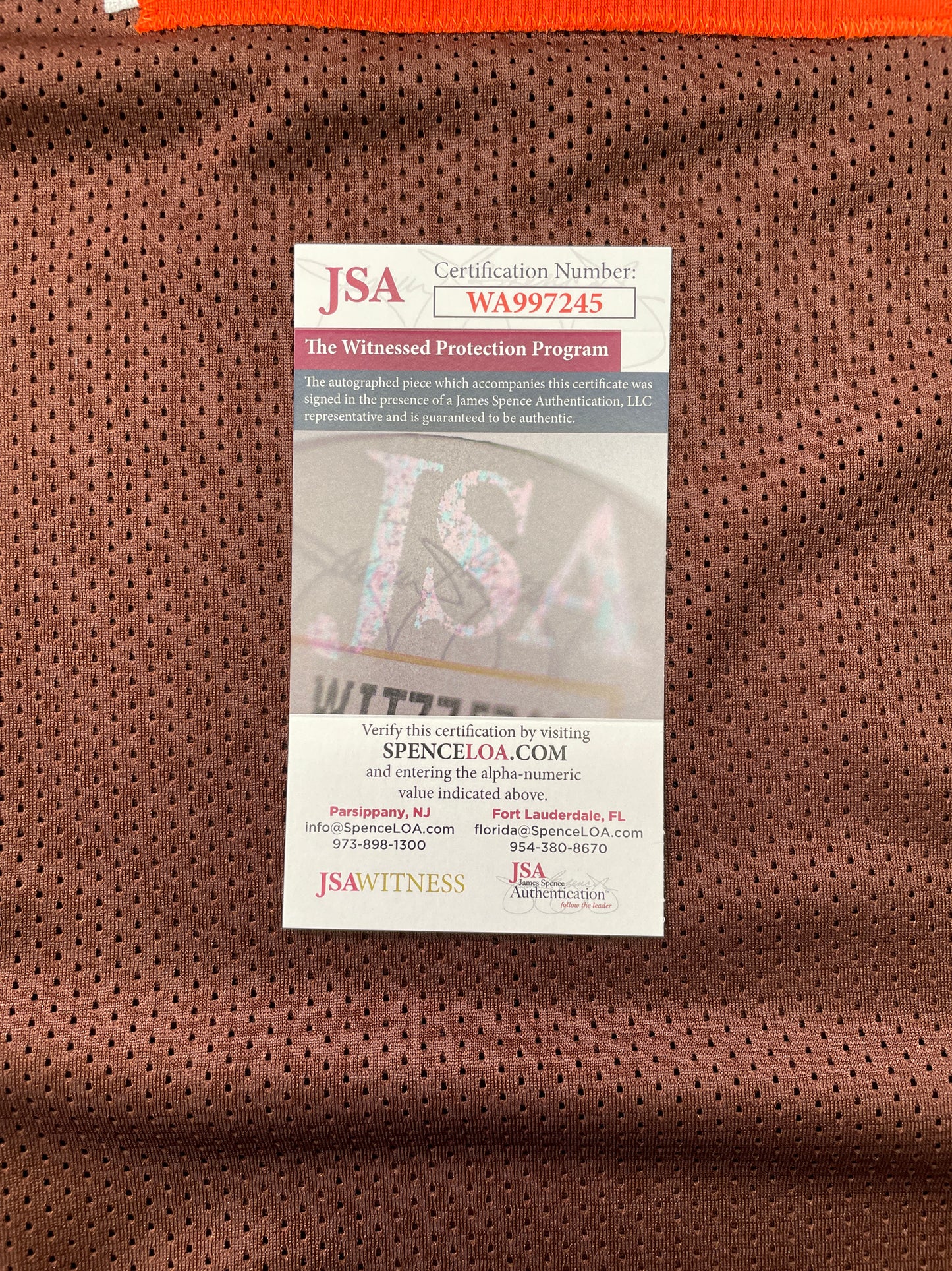 JOHNNY MANZIEL CLEVELAND BROWN SIGNED BROWN JERSEY w/Cleveland Sucks JSA